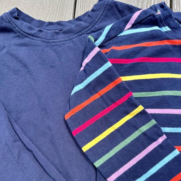 3 Primary long sleeve tees - black, navy, and rainbow stripe - Picture 3 of 11
